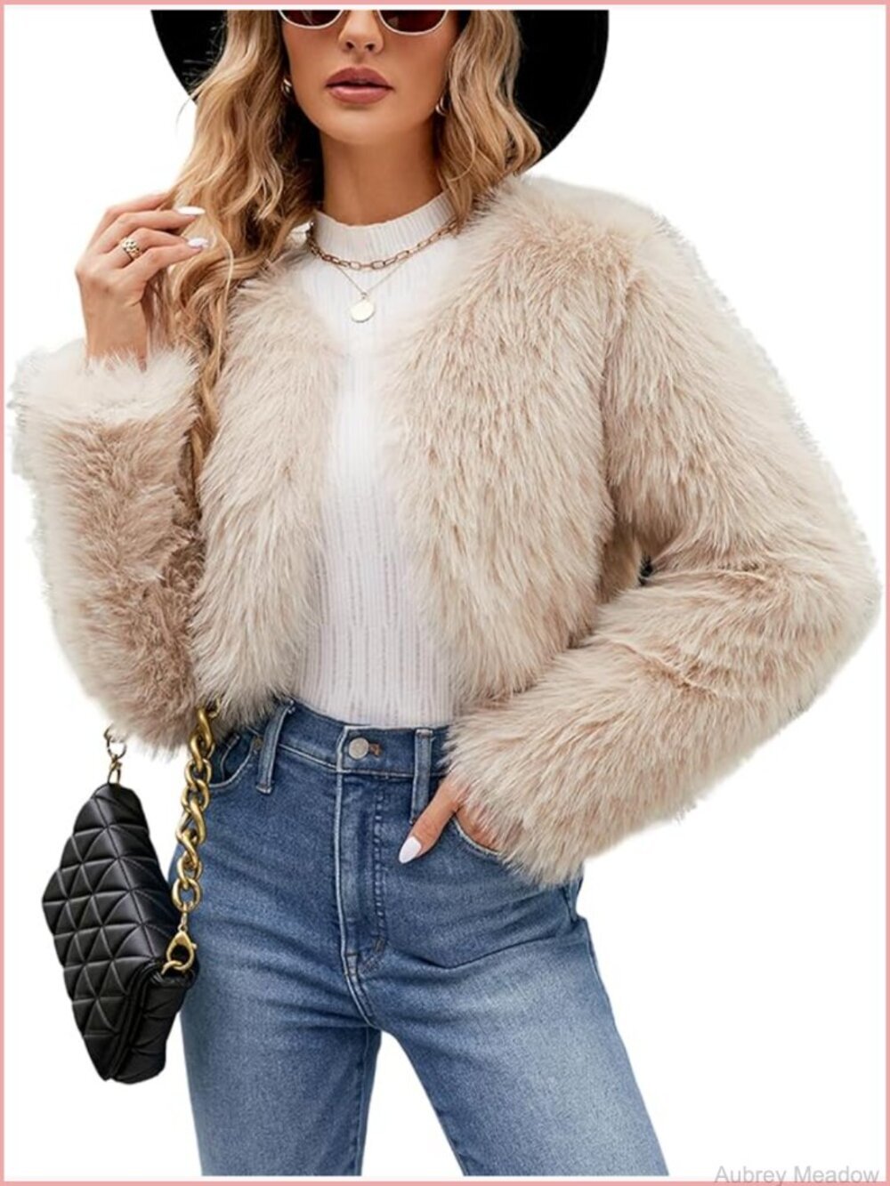 Cropped Faux Fur Coat Long Sleeve Cardigan Fleece Jacket Outerwear